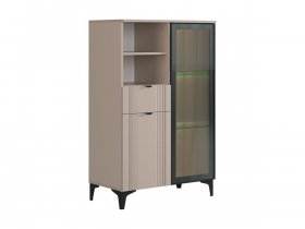 Комод 2 со стеклом Рич (кашемир/фрапучино матовый/черный) в Битках - bitki.mebel-nsk.ru | фото