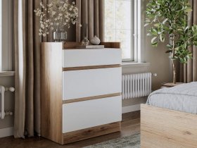 Комод 3 ящика Брауни (дуб делано/белый) в Битках - bitki.mebel-nsk.ru | фото