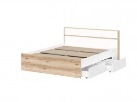 Кровать двуспальная 1,6м Брауни (дуб делано/белый) в Битках - bitki.mebel-nsk.ru | фото