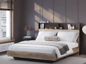 Кровать двуспальная 1,6м КР-16 Энигма (венге/дуб каньон) в Битках - bitki.mebel-nsk.ru | фото