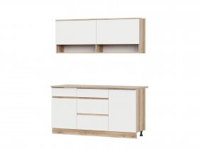 Кухонный гарнитур 1,6м Брауни (дуб делано/белый) в Битках - bitki.mebel-nsk.ru | фото