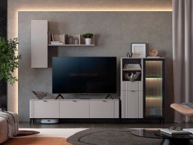 Модульная гостиная Рич (кашемир/фрапучино матовый/черный) в Битках - bitki.mebel-nsk.ru | фото