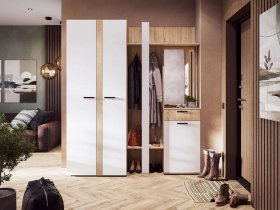 Модульная прихожая Санса (дуб сонома/белый) в Битках - bitki.mebel-nsk.ru | фото