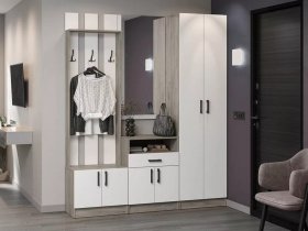 Модульная прихожая Вега (дуб крафт серый/белый) в Битках - bitki.mebel-nsk.ru | фото