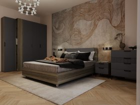 Модульная спальня Борнео (джара темная/хангва) в Битках - bitki.mebel-nsk.ru | фото