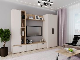 Модульная стенка Верона (сатин/дуб крафт серый) в Битках - bitki.mebel-nsk.ru | фото