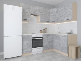 Модульная угловая кухня 1,4м*2,1м Лада (цемент) в Битках - bitki.mebel-nsk.ru | фото
