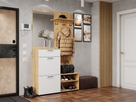 Прихожая Монтана (дуб крафт золотой/белый) в Битках - bitki.mebel-nsk.ru | фото
