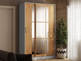 Шкаф-купе 1,4м «Стиль-2» (белый/дуб крафт золотой) в Битках - bitki.mebel-nsk.ru | фото