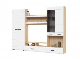 Стенка ГС-01 Либерти (дуб сонома/белый глянец) в Битках - bitki.mebel-nsk.ru | фото
