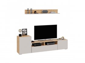Стенка «Сильвия» (дуб крафт золотой/кашемир) в Битках - bitki.mebel-nsk.ru | фото