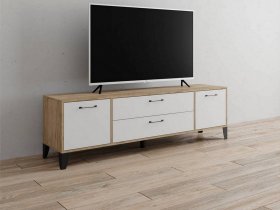 Тумба под ТВ Парус-13 (дуб крафт серый/белый) в Битках - bitki.mebel-nsk.ru | фото