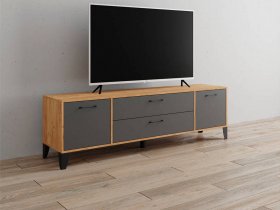 Тумба под ТВ Парус-13 (дуб крафт золотой/графит серый) в Битках - bitki.mebel-nsk.ru | фото